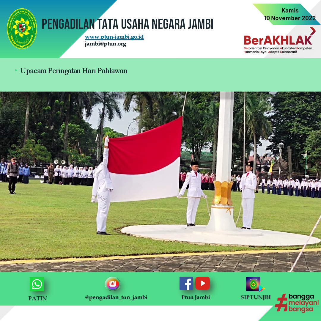 Upacara Memperingati Hari Pahlawan Bertempat di Kantor Walikota Jambi