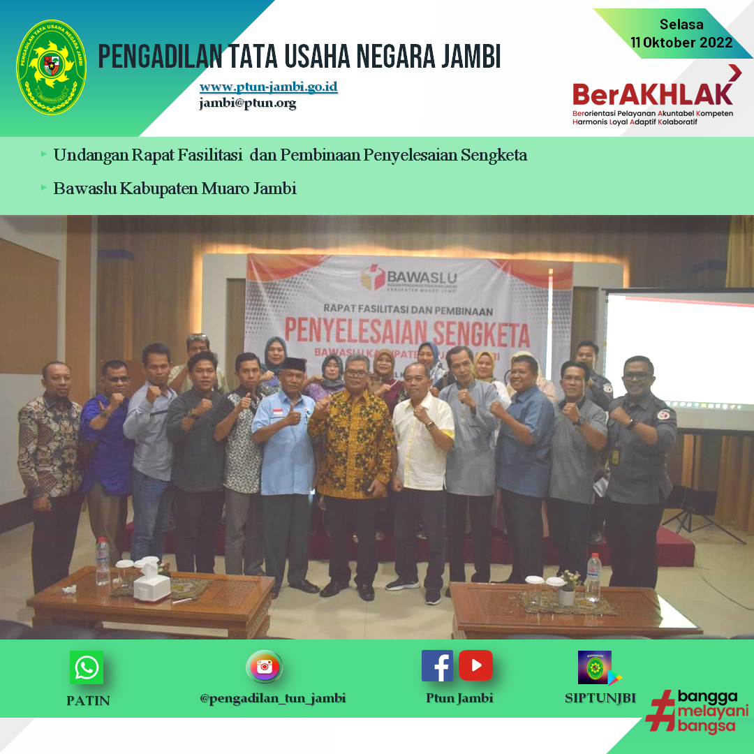 Wakil Ketua PTUN Jambi Menjadi Narasumber Rapat Fasilitasi dan Pembinaan Bawaslu