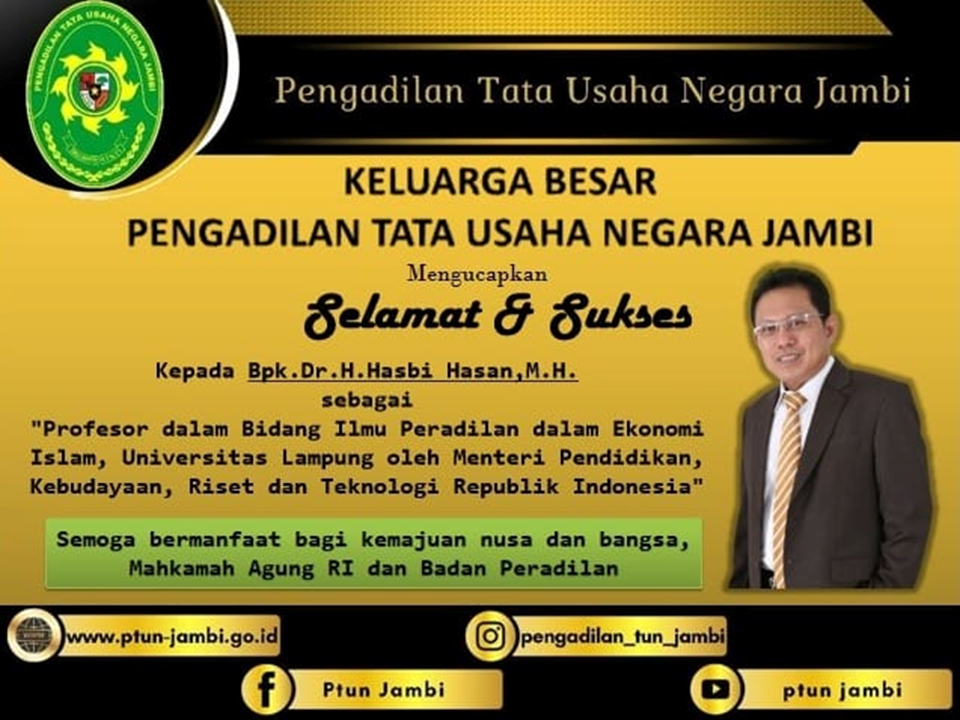 Selamat Kepada Bapak Dr.H.Hasbi Hasan M.H. Atas Gelar Profesor Dalam Bidang Ilmu Peradilan Ekonomi Islam