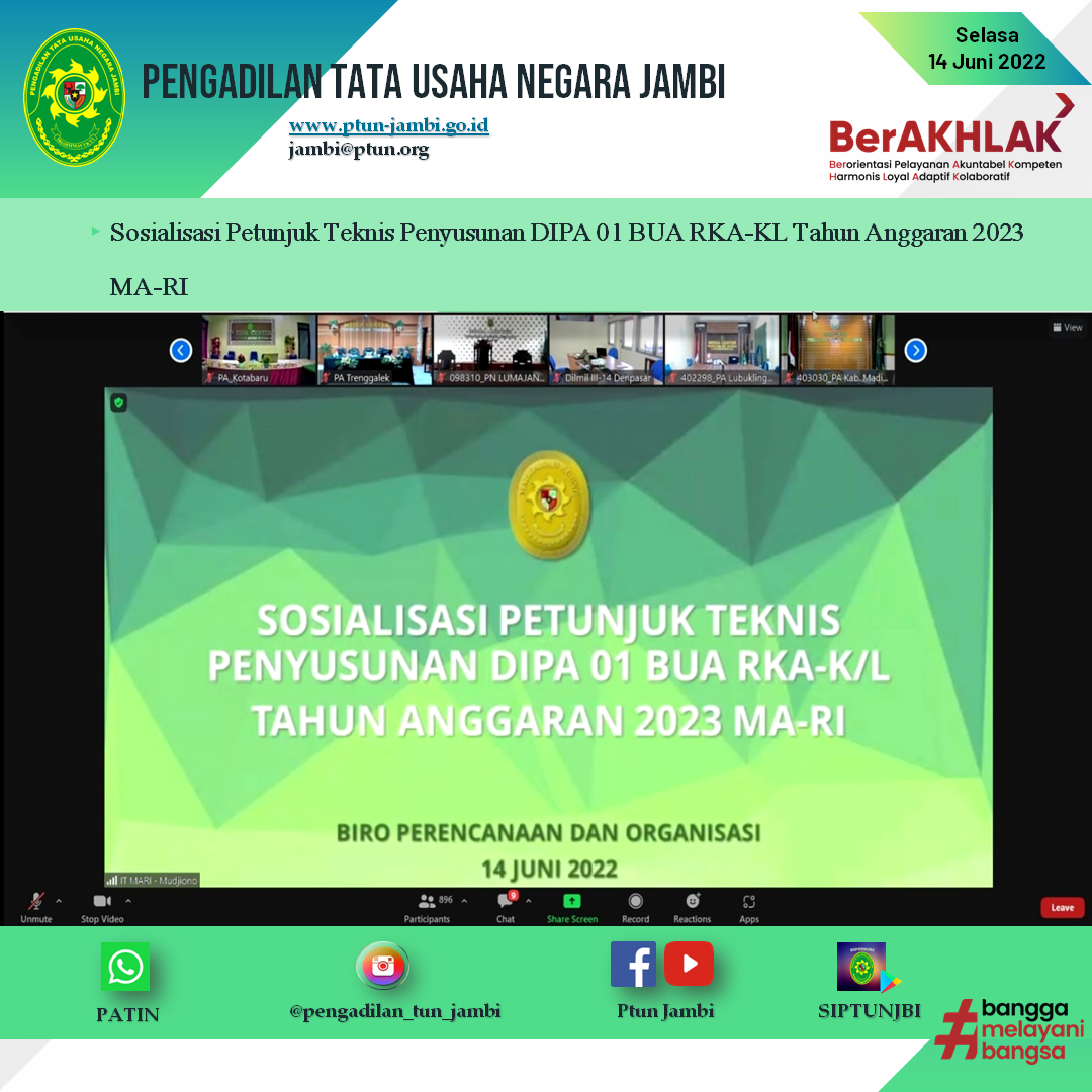 Sosialisasi Petunjuk Teknis Penyusunan DIPA 01 BUA RKA/KL Tahun Anggaran 2023