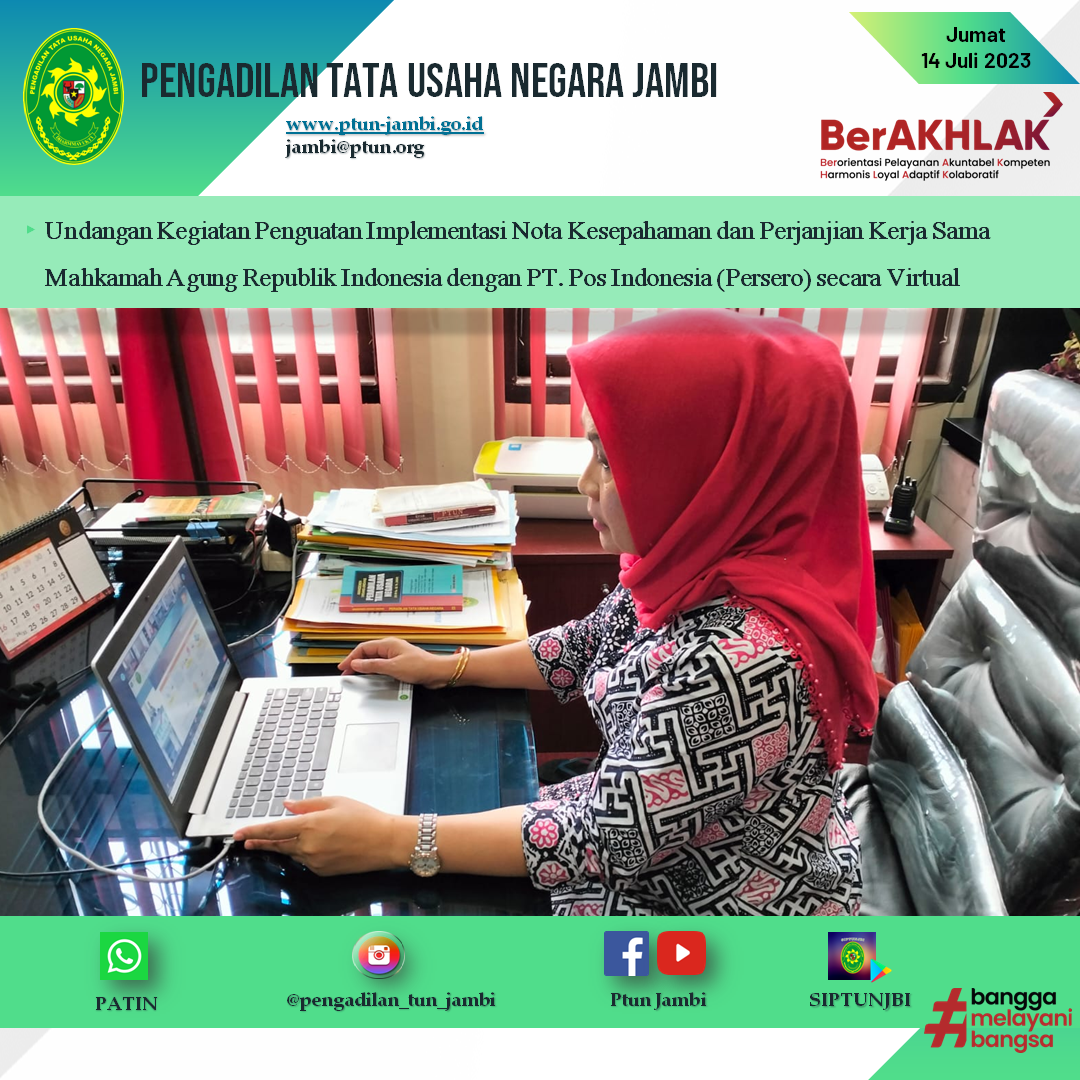 Undangan Kegiatan Penguatan Implementasi Nota Kesepahaman dan Perjanjian Kerja Sama Mahkamah Agung Republik Indonesia dengan PT. Pos Indonesia