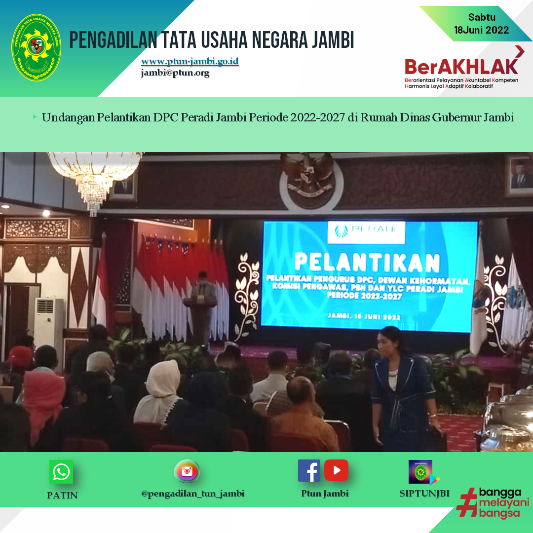 Undangan Pelantikan DPC Peradi Jambi Periode 2022-2027