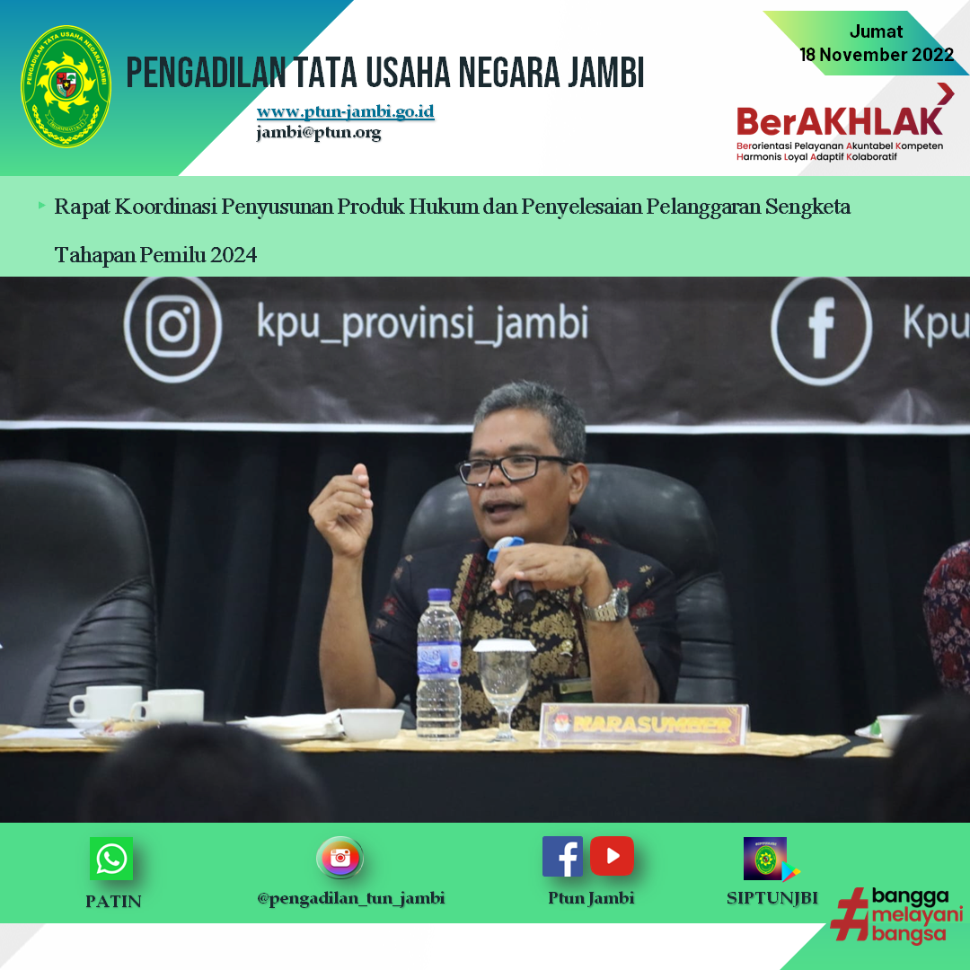 Rapat Koordinasi Penyusunan Produk Hukum dan Penyelesaian Pelanggaran Sengketa Tahapan Pemilu 2024