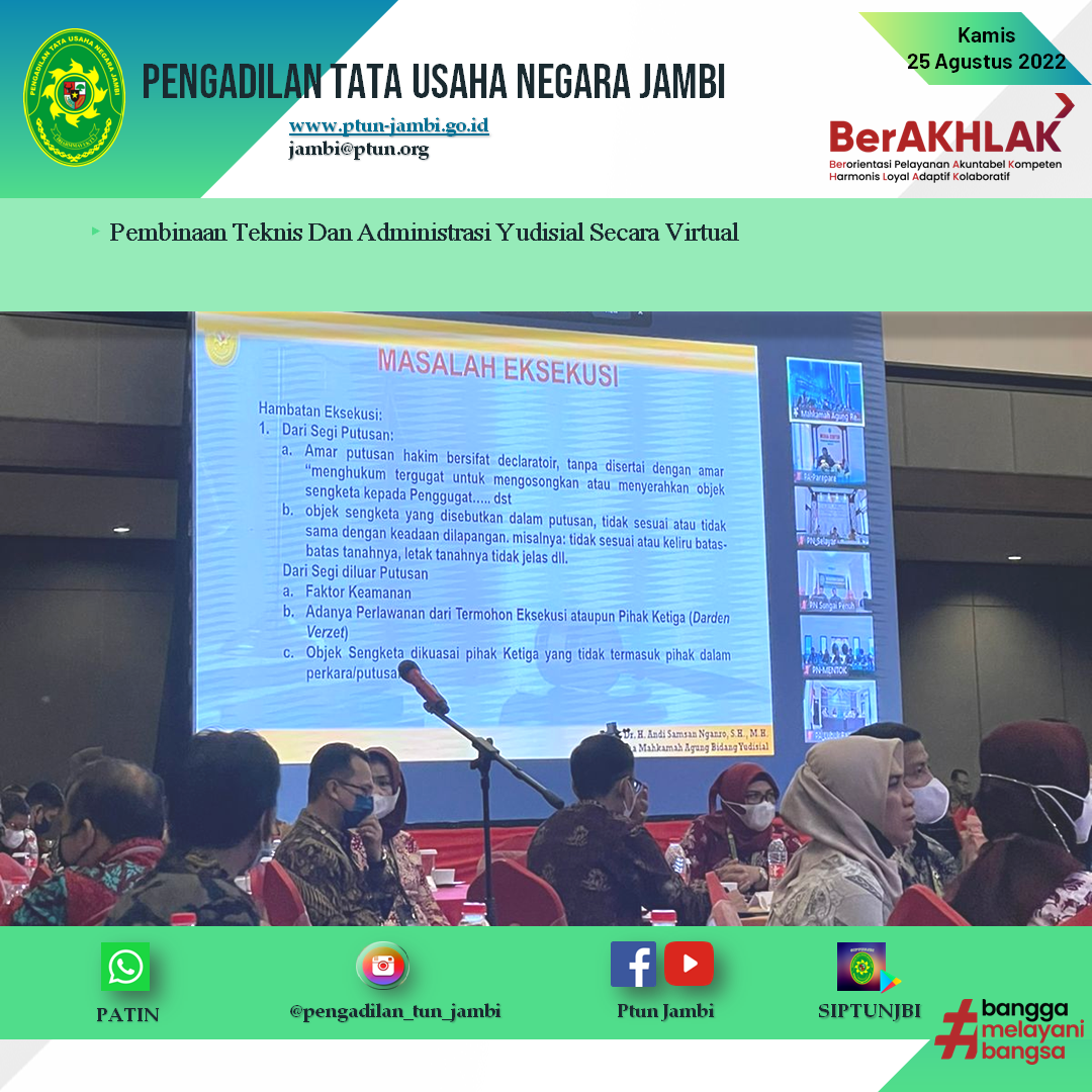 Pembinaan Teknis dan Administrasi Yudisial Secara Virtual bagi Jajaran 4 Lingkungan Peradilan Seluruh Indonesia