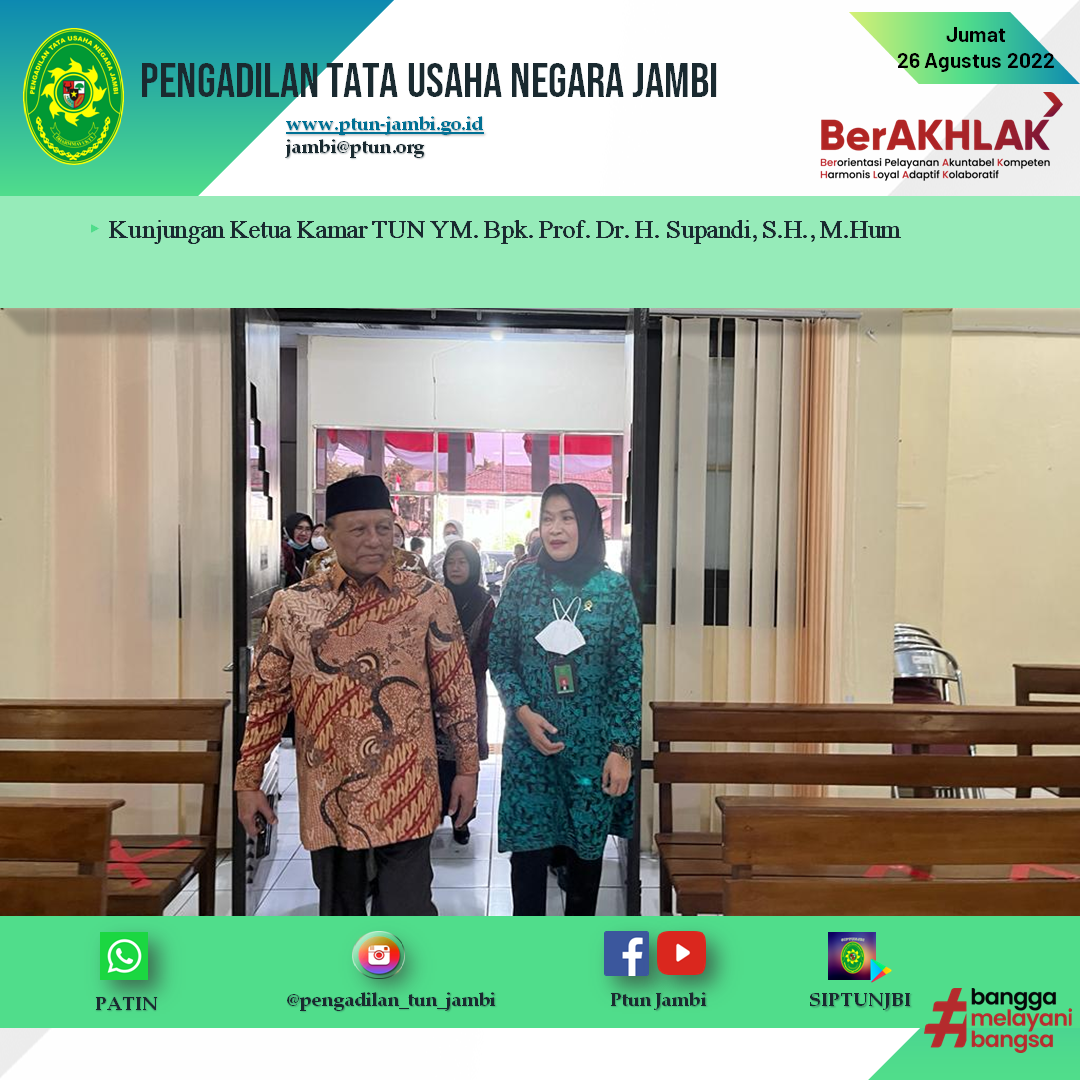 Pembinaan oleh Ketua Kamar Tata Usaha  Negara Mahkamah Agung RI Bapak Prof.DR.H.Supandi,S.H., M.Hum.