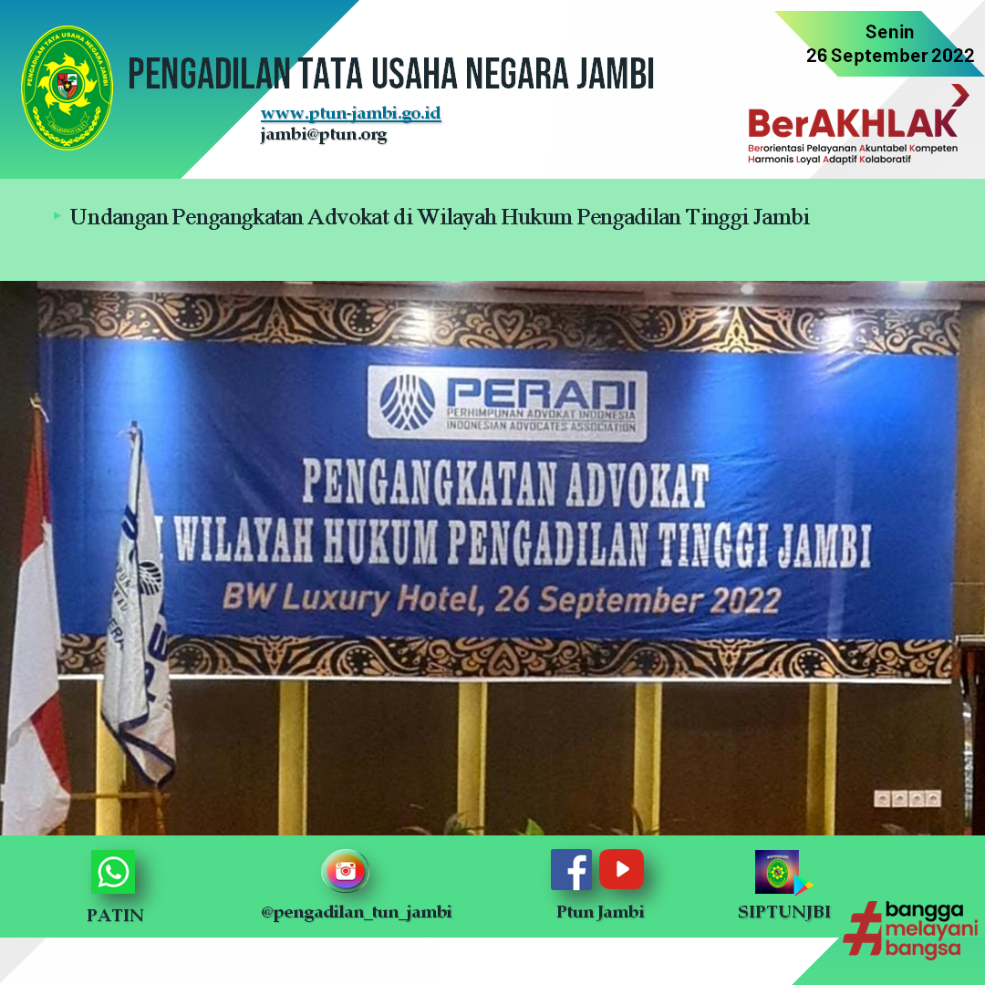 Pengangkatan Advokat di Wilayah Pengadilan Tinggi Jambi
