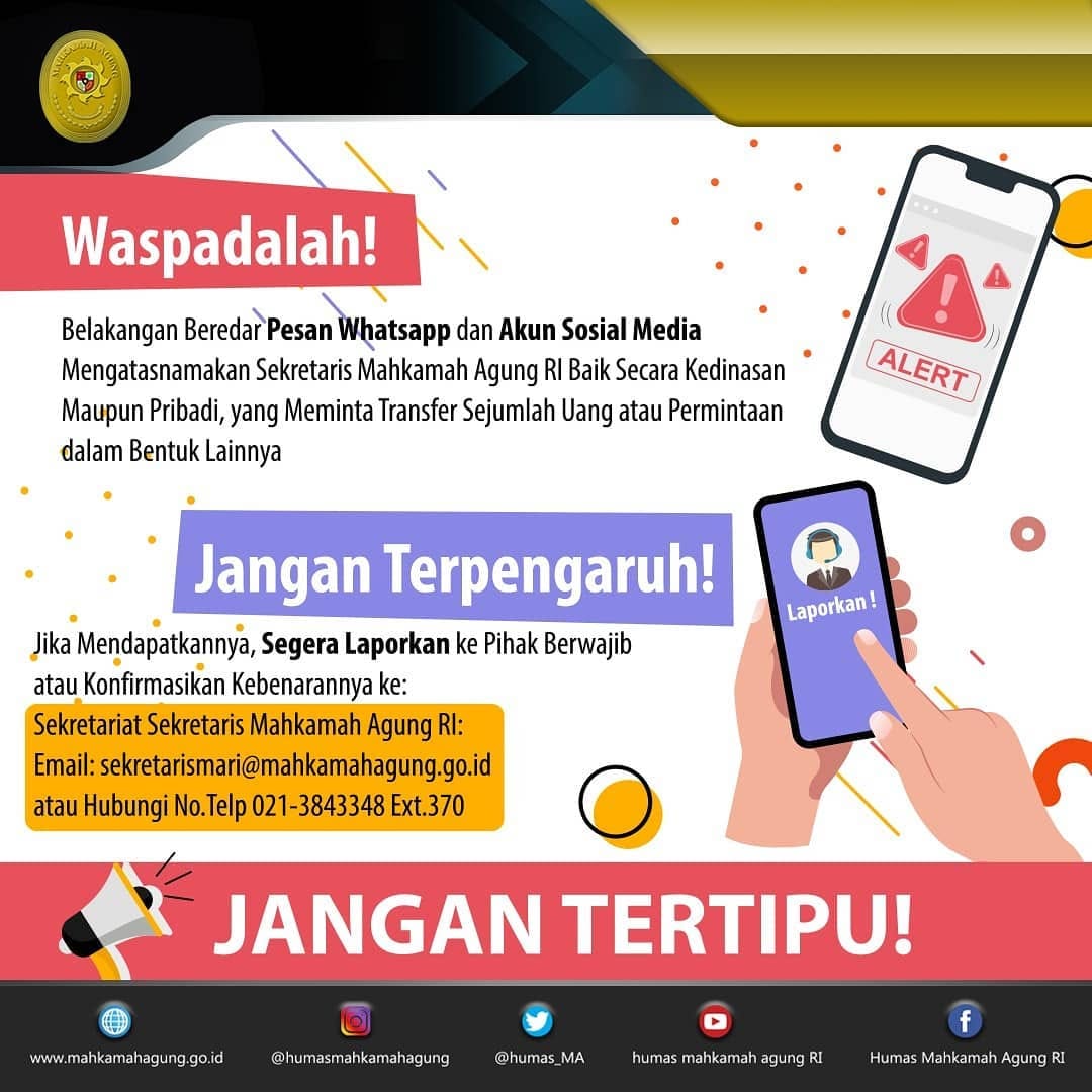 Penipuan Dengan Mengatasnamakan Sekretaris Mahkamah Agung RI