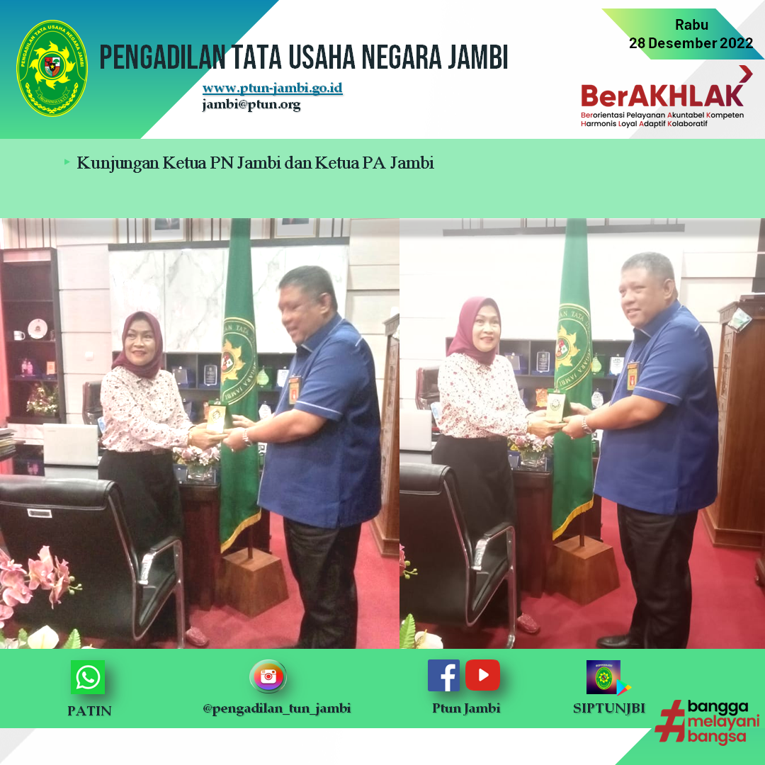 Kunjungan Silahturahmi Ketua PN Jambi Bapak Ronald Salnofri Nya, S.H.,M.H. dan Ketua Pengadilan Agama Jambi Bapak Drs. Mhd.Nuh,S.H.,M.H. ke Pengadilan Tata Usaha Negara Jambi