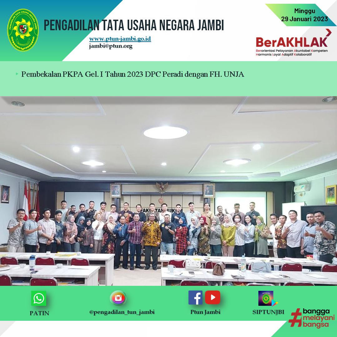 Pembekalan PKPA Gelombang I Antara DPC Peradi Dengan Fakultas Hukum Universitas Jambi