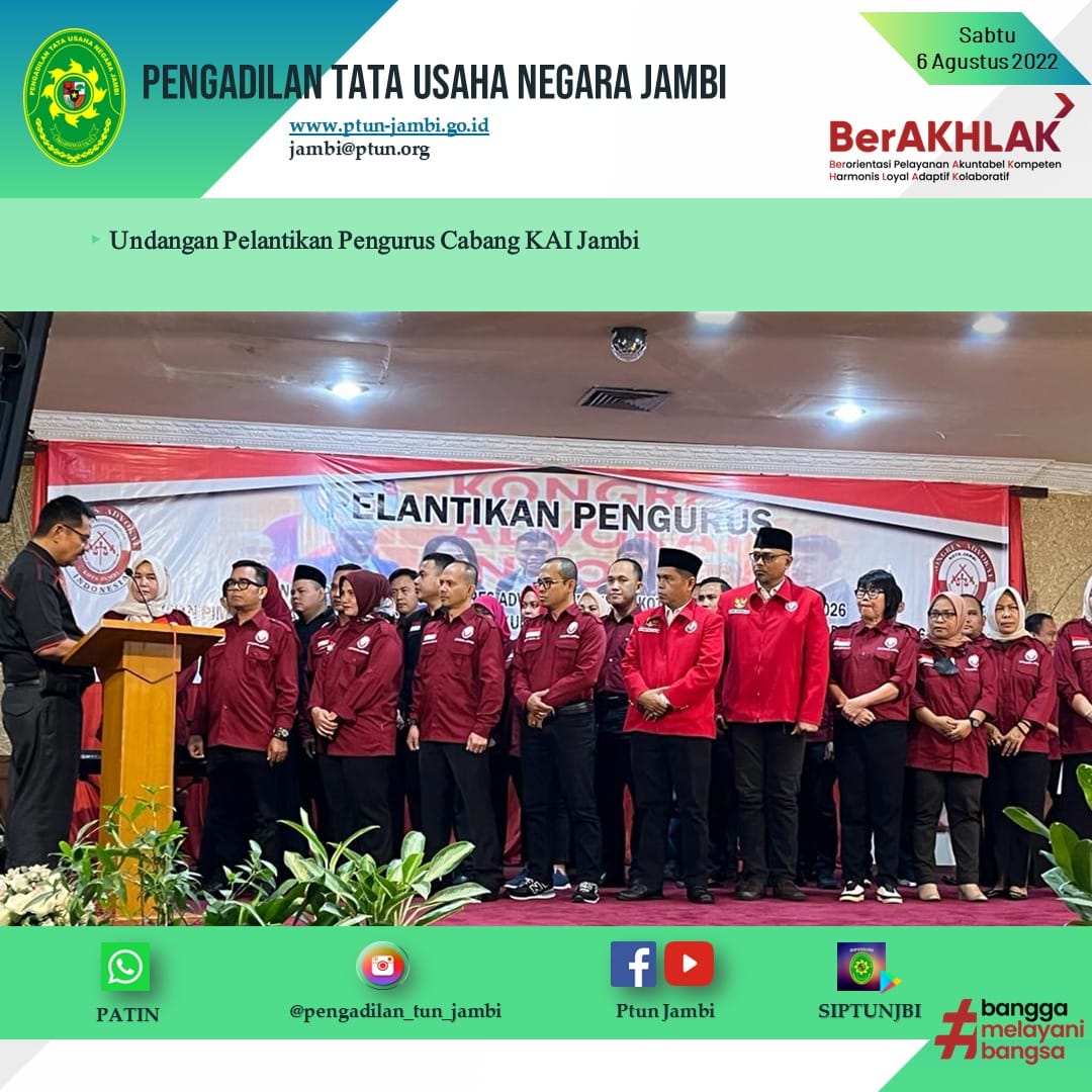 Pelantikan Pengurus DPC Kongres Advokat Indonesia Kota Jambi dan Lembaga Bantuan Hukum Advokasi Peduli Bangsa Kota Jambi Periode 2021 - 2026