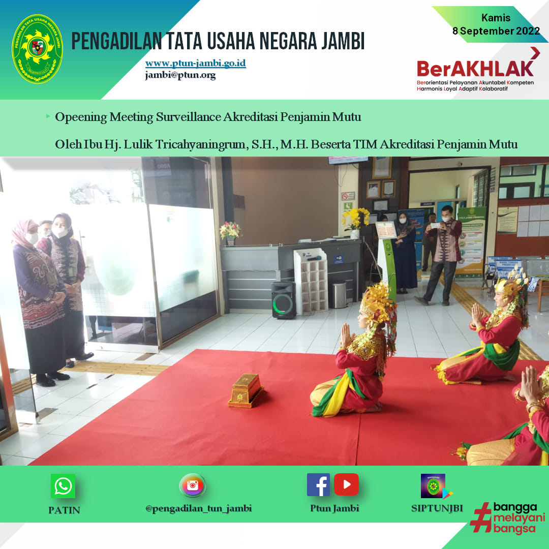 Penyambutan Kedatangan DIRJEN BADILMILTUN Ibu Hj. Lulik Tricahyaningrum, S.H.,M.H. beserta TIM Akreditasi 