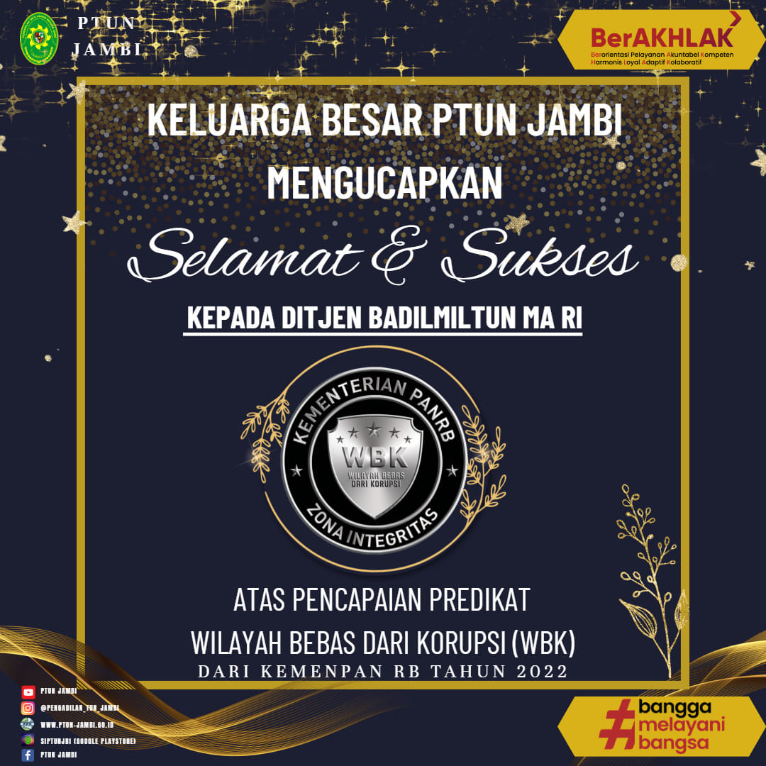Selamat Kepada Ditjen Badilmiltun Atas Perolehan Predikat WBK Tahun 2022