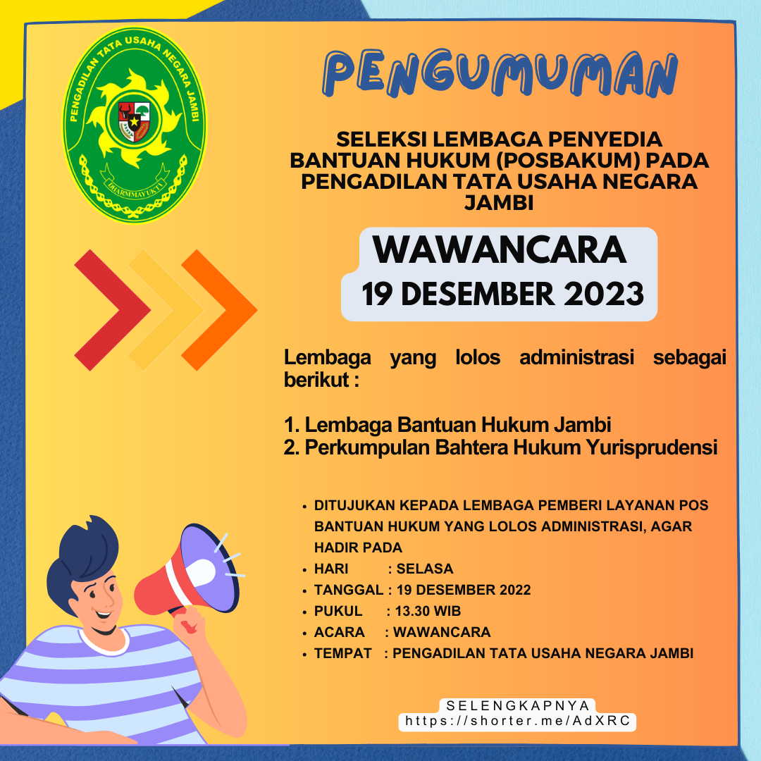 Pengumuman Seleksi Administrasi POSBAKUM
